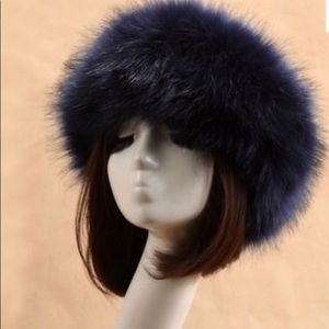 Navy Fur Headband